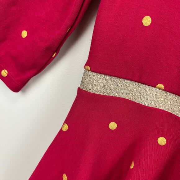 Mini Boden Gold Foil Polka Dot Twirly Skater Dress 6-7 - Picture 2 of 5
